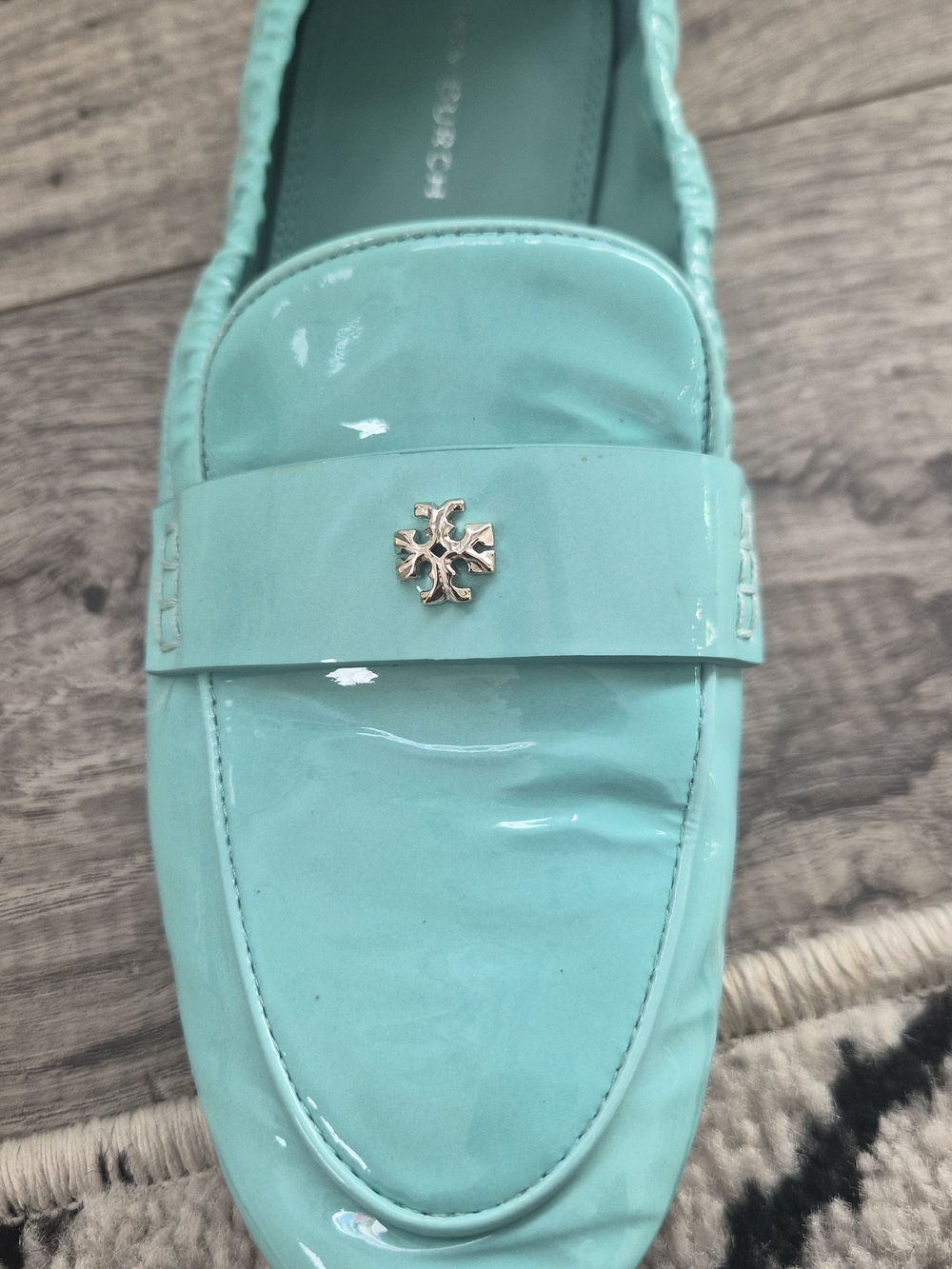 Tiffany Blue Patent Loafers with Silver Accent - Picture 4 of 7